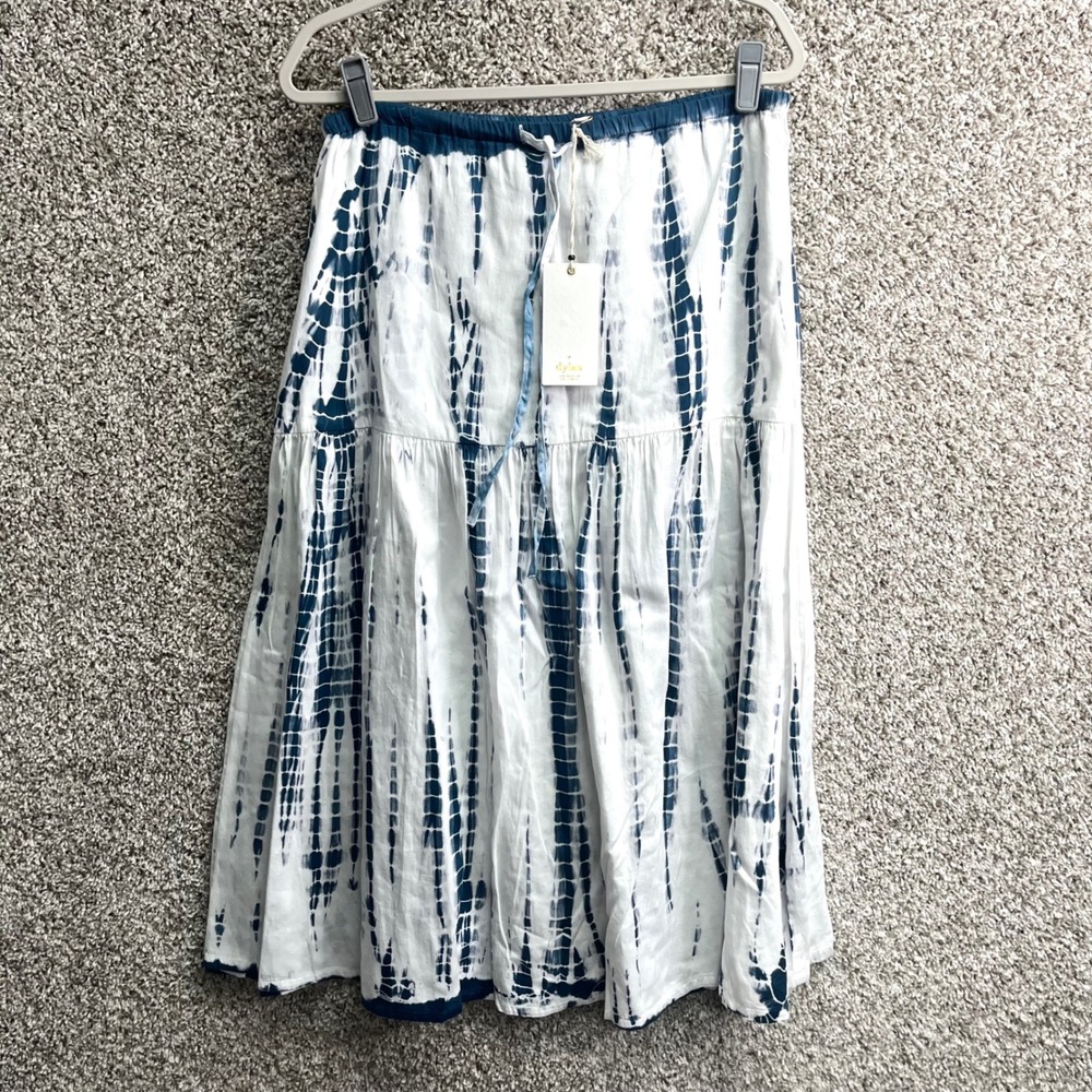 Dylan Skirt Women's Small Indigo Tie Dye Tiered Cotton Maxi NWT